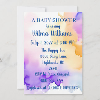 Invitation de Baby shower WaterColor personnalisée