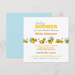 Invitation de Baby shower Whimsical Ducks Blue Dot