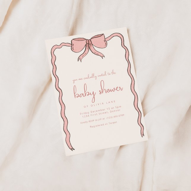 Invitation de Baby shower Whimsical Pink Bow (Créateur téléchargé)
