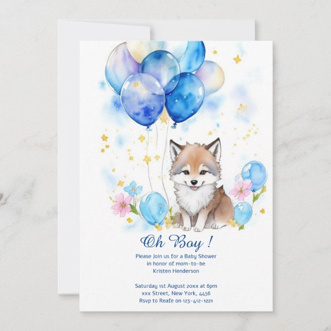 Invitation de Baby shower Wolf Boy (Devant)