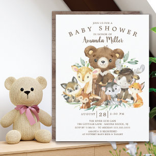 Invitation de Baby shower Woodland Friends
