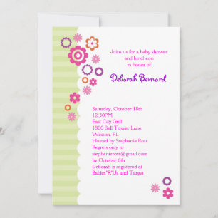Invitation de Baby showers avec fleurs et bande