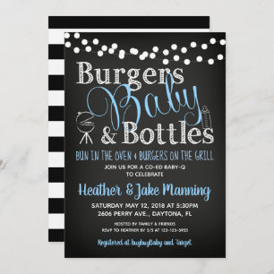 Invitation de Baby showers, Burgers Bière BBQ