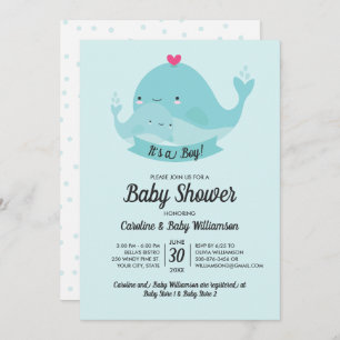 Invitation de Baby showers C'est une baleine de ga