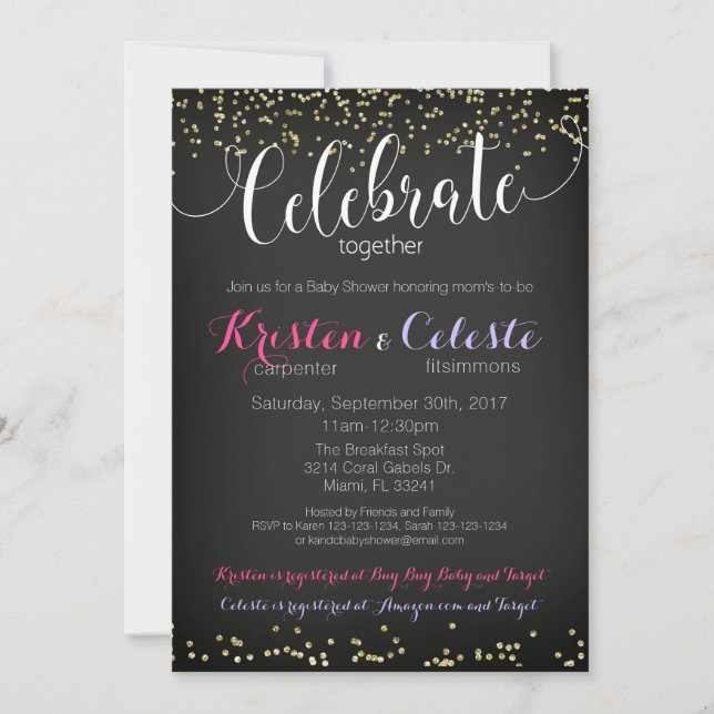 Invitation de Baby showers de filles ou de garçons (Devant)