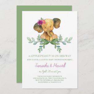 Invitation de Baby showers d'éléphants de filles