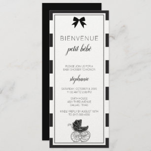 Invitation de Baby showers français noirs et blanc