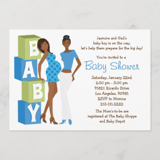 Invitation de Baby showers lesbiennes pour un garç