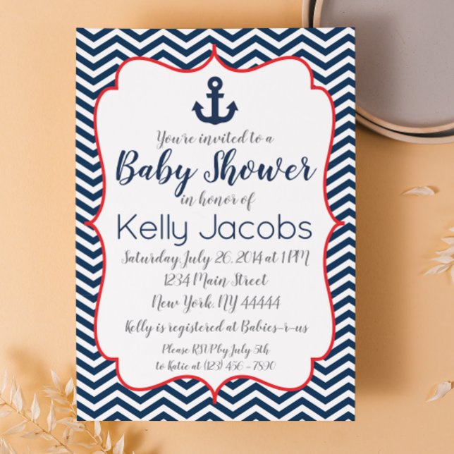 Invitation de Baby showers nautiques de la Marine  (Créateur téléchargé)