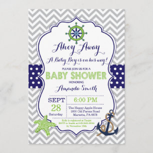 Invitation de Baby showers nautiques Marine Grey g