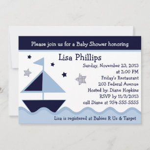 Invitation de Baby showers nautiques/voiliers/nava