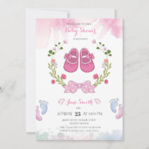 Invitation de Baby showers pour filles roses perso