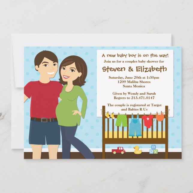 Invitation de Baby showers pour un garçon (Devant)