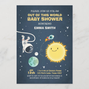 Invitation de Baby showers spatiaux hors de ce mon