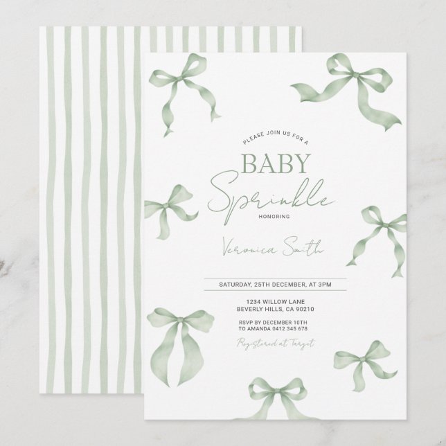 Invitation de baby sprinkle à l'arc-en-ciel vert s (Devant / Derrière)