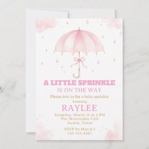 Invitation de Baby Sprinkle au Parapluie Rose