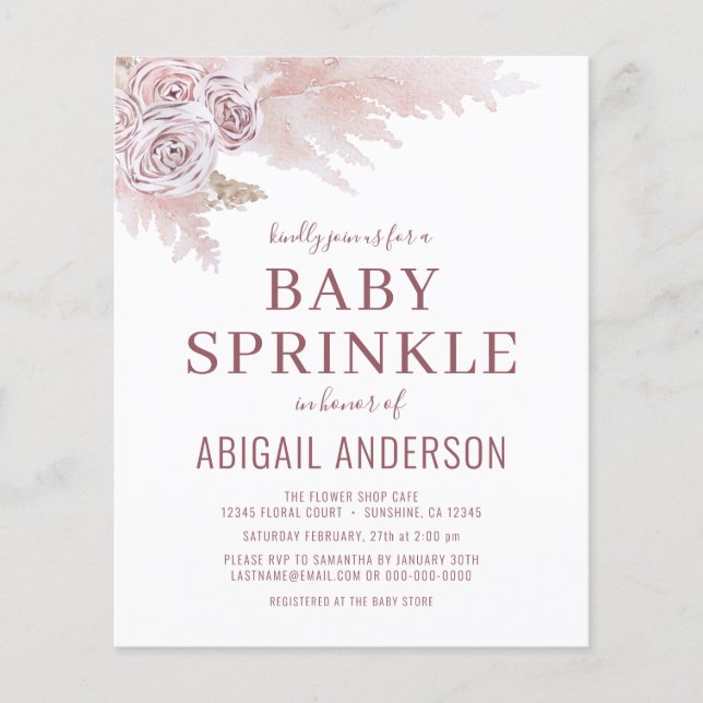Invitation de Baby Sprinkle Bohème de Luxe à l'Her (Devant)