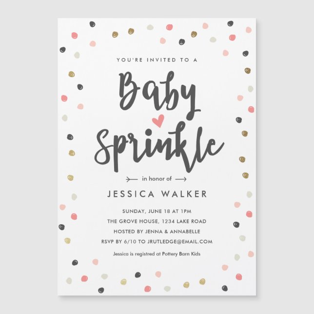 Invitation de Baby Sprinkle de type confettis rose (Devant)