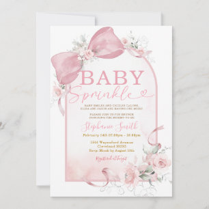 Invitation de Baby Sprinkle Fille au Ruban Rose Fl