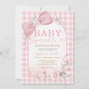 Invitation de baby sprinkle florale fille au nœud