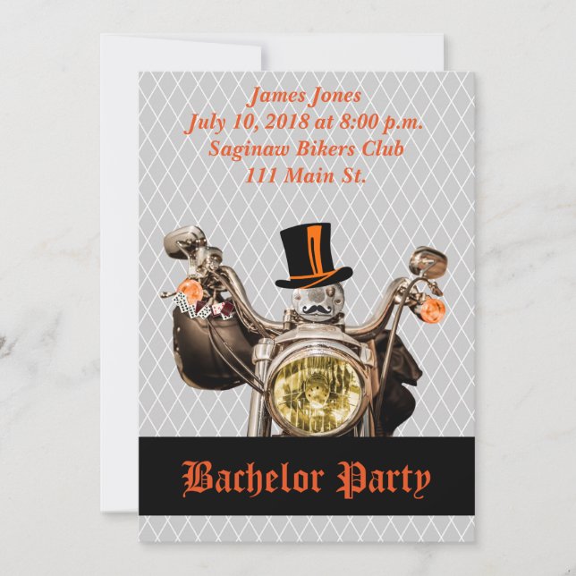 Invitation de Bachelor Party Biker avec moto (Devant)
