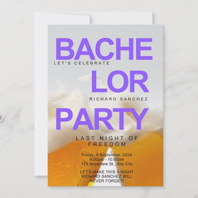 Invitation de Bachelor Party inspirée de la bière  (Devant)