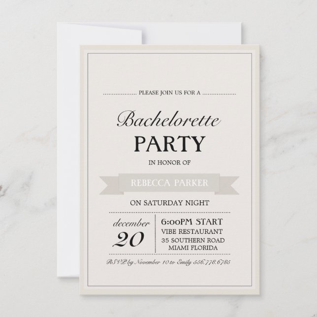 Invitation de Bachelorette Affiche Vintage Crème (Devant)
