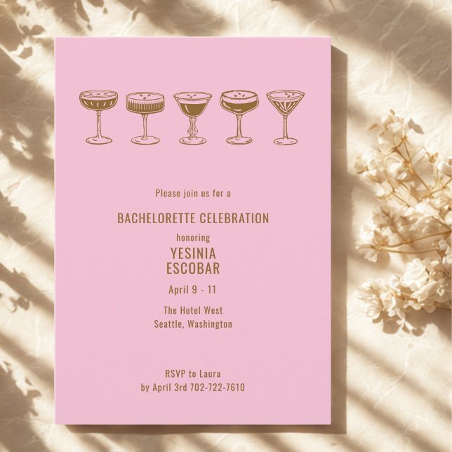 Invitation de Bachelorette au Pink Espresso Martin (Créateur téléchargé)