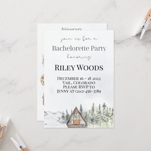 Invitation de bachelorette Cabine et Citrouille au (Devant/Arrière en situation)