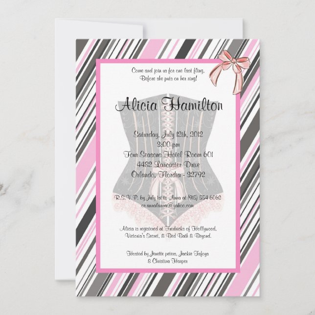 Invitation de Bachelorette Corset 5x7 (Devant)