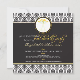 Invitation de bachelorette Damask élégant (jaune)