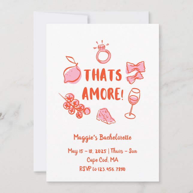 Invitation de Bachelorette d'été italien  (Devant)