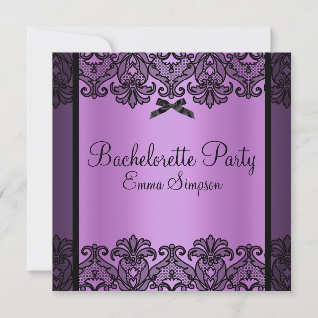Invitation de Bachelorette en dentelle damassée vi (Devant)