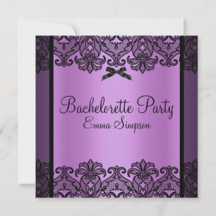 Invitation de bachelorette en dentelle pourpre et 