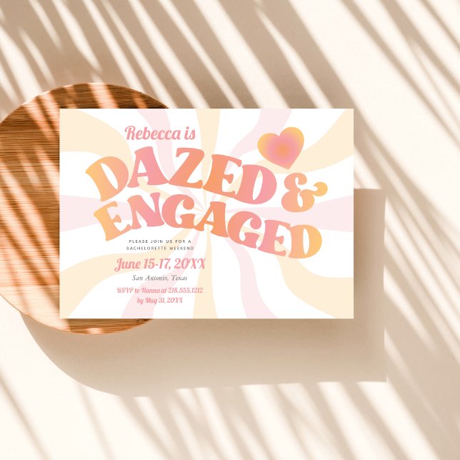 Invitation de Bachelorette Groovy Dazed et Engagée (Créateur téléchargé)