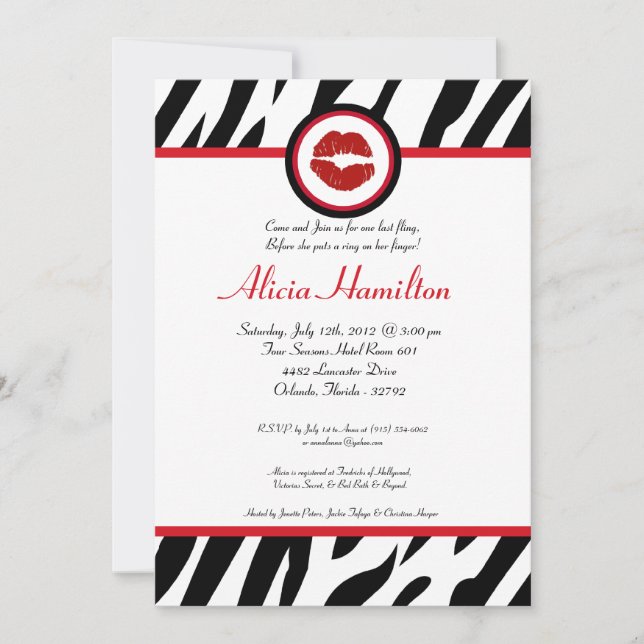 Invitation de bachelorette Poster de animal 5x7 (Devant)