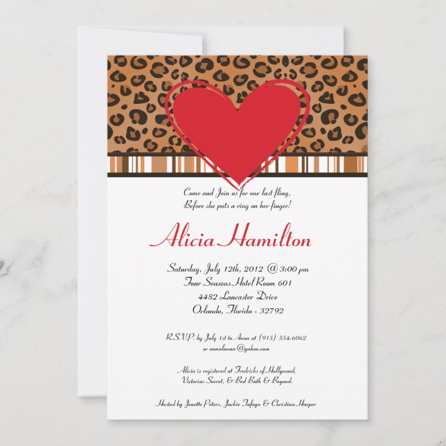 Invitation de bachelorette Poster de animal 5x7 (Devant)