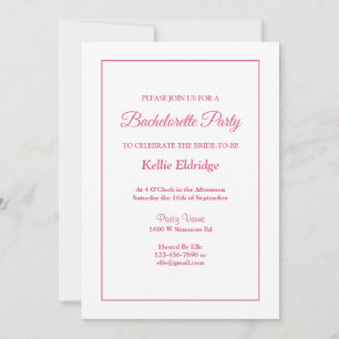 Invitation de Bachelorette simple encadrée blanche