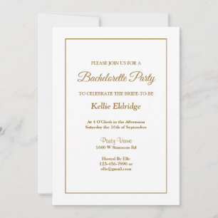 Invitation de Bachelorette simple encadrée blanche
