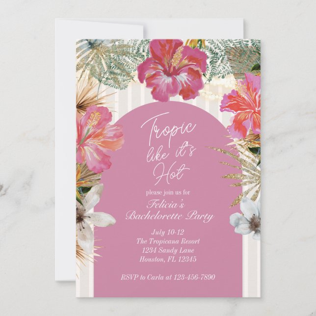 Invitation de Bachelorette Tropic Like It’s Hot (Devant)