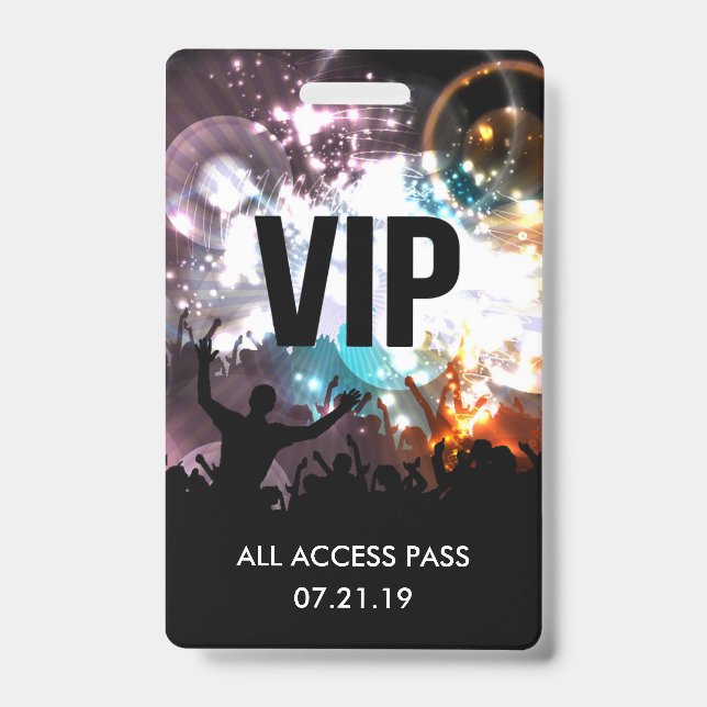 Invitation de badge de concert d'accès VIP personn (Face)