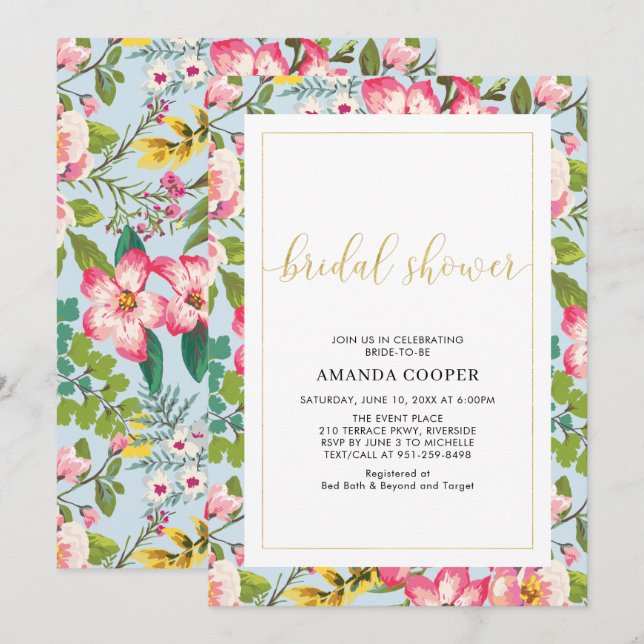 Invitation de bains de mariée de mariage tropical  (Devant / Derrière)