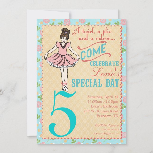 Invitation de Ballerina Party (Devant)