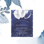 Invitation de ballon bleu marine<br><div class="desc">Une invitation moderne,  élégante et glamour pour une fête d'anniversaire de 21e (ou tout âge). Un arrière - plan bleu marine,  décoré de faux éclats de parties scintillant et de ballons blancs. La couleur bleue est inégale. Personnalisez et ajoutez votre nom et les détails de votre fête.</div>