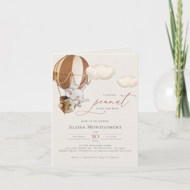 Invitation de ballon éléphant à air chaud (Devant)