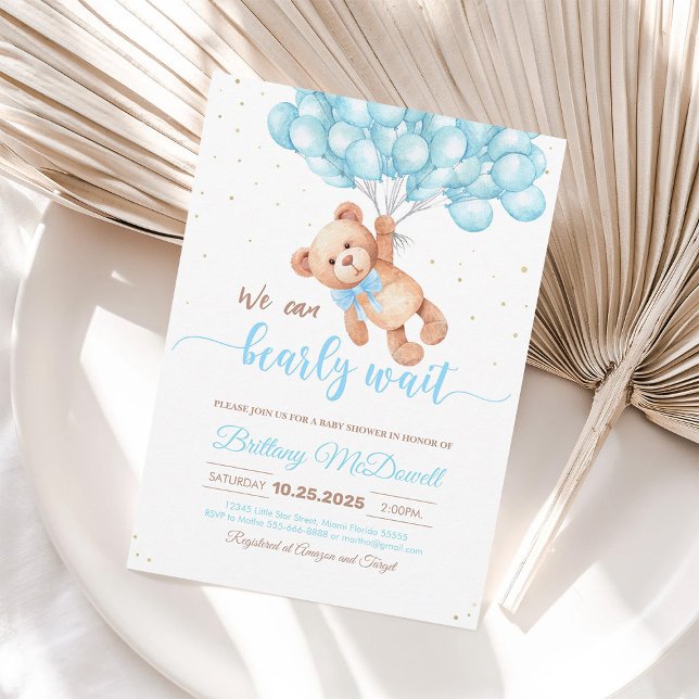 Invitation de ballons de Baby Shower Ourson (Créateur téléchargé)