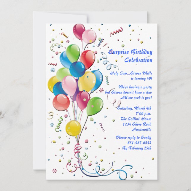 Invitation de Balloon Bouquet Surprise Party (Devant)