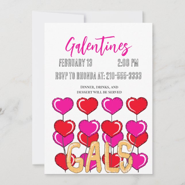 Invitation de Balloon Galentine (Devant)