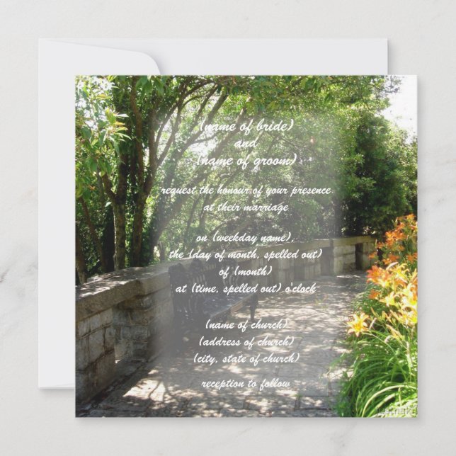 invitation de banc de jardin (Devant)