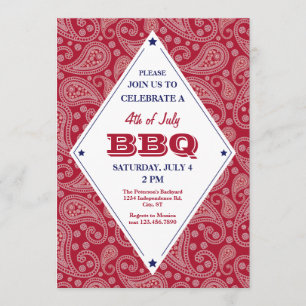 Invitation de Bandana Motif 4 juillet BBQ